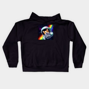 Floating Astronaut Corgi Kids Hoodie